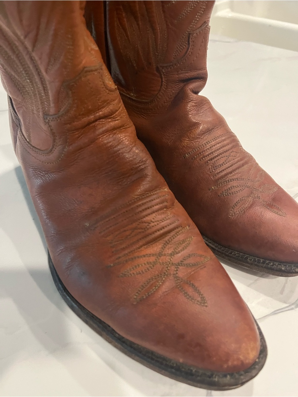 Justin Boots Tan Leather Western Cowboy Boots 10